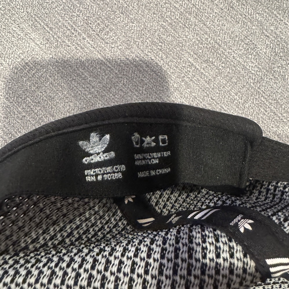 Adidas Originals Trefoil Strapback Hat Black White Woven Knit Adjustable Cap - Picture 6 of 6